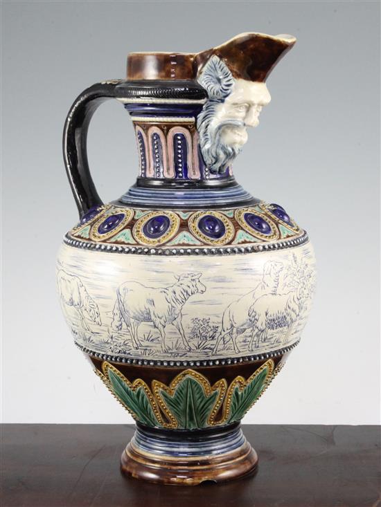An Amphora pottery ewer, late 19th century, 34cm.